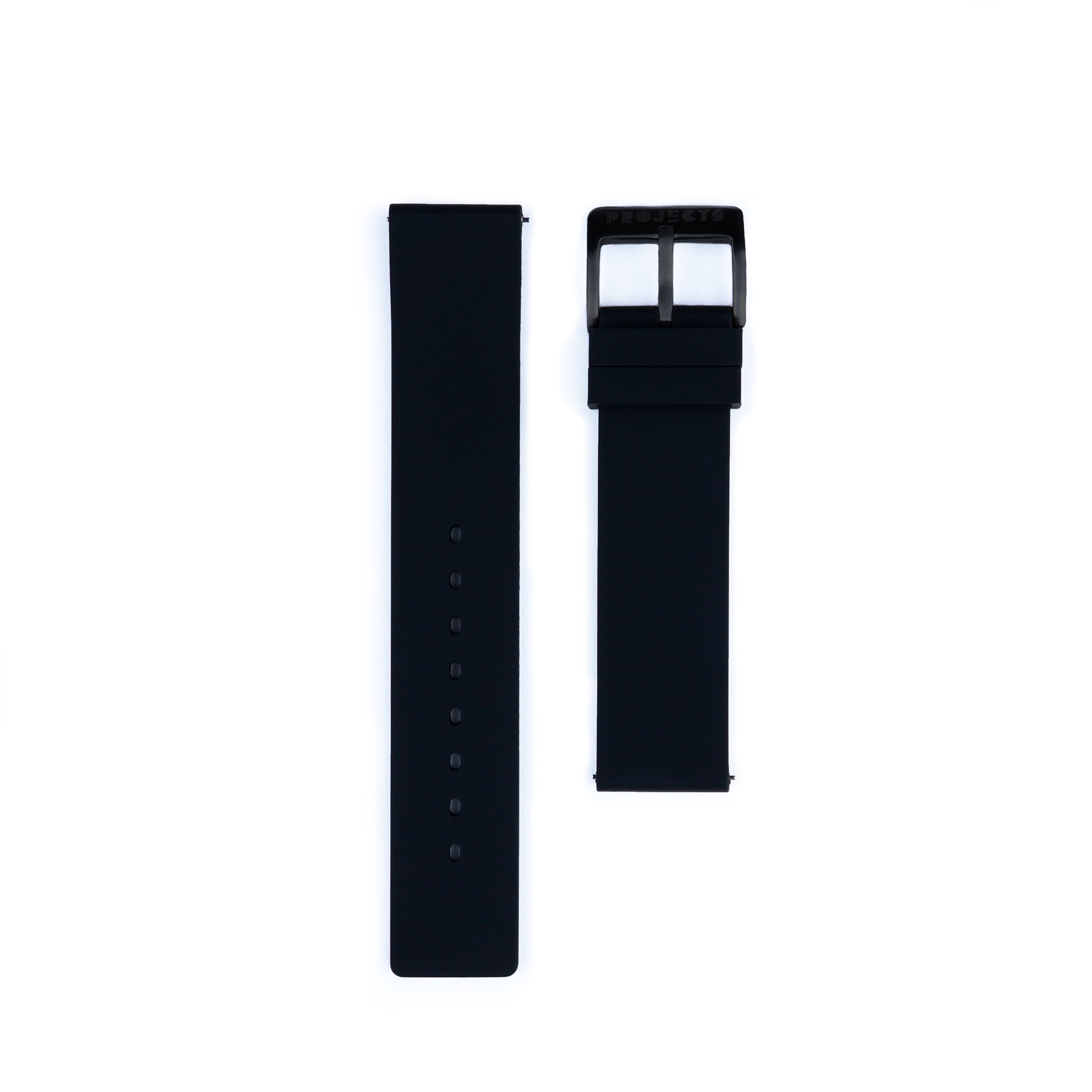Black Silicone | Black Buckle | 20mm - Projects Watches