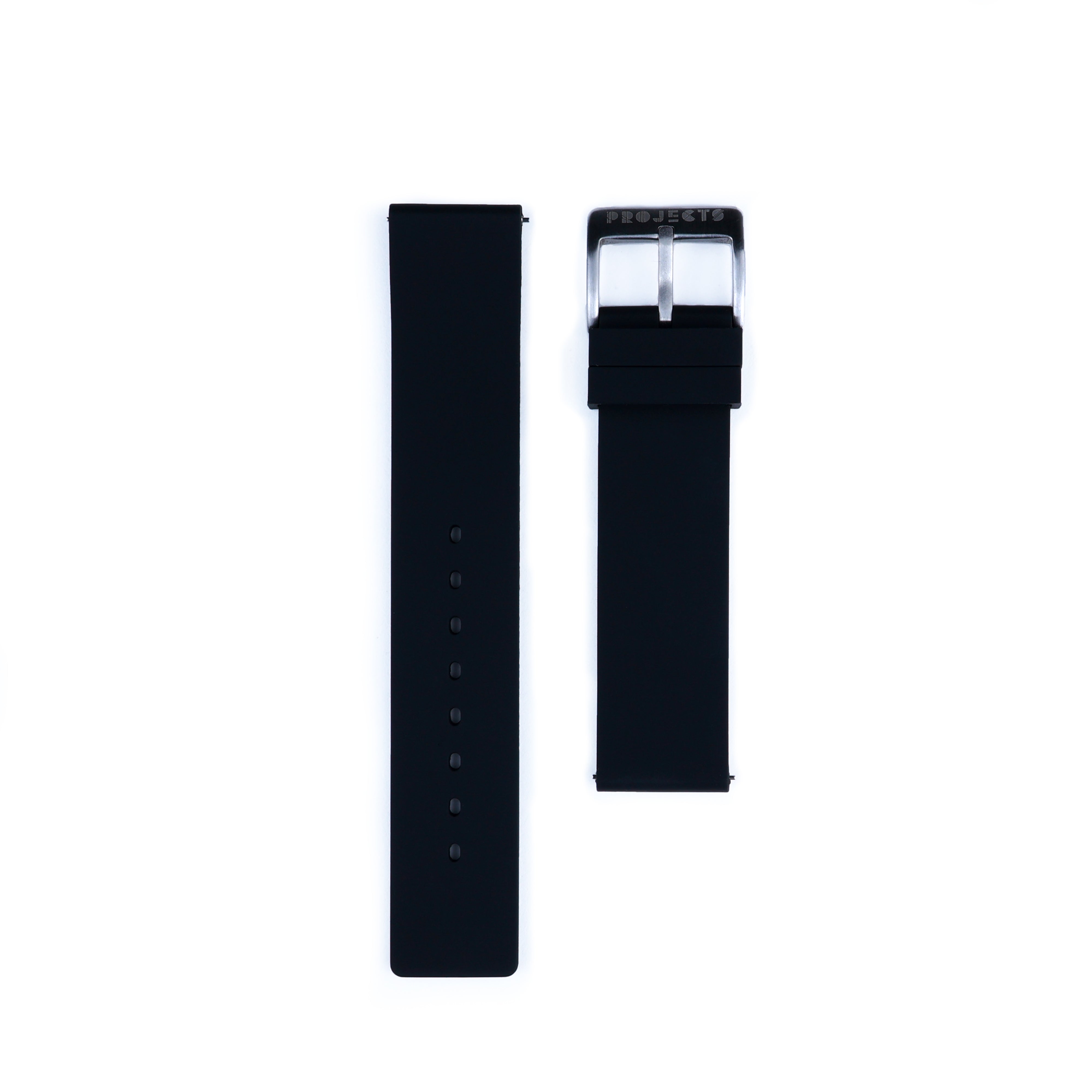 Black Silicone | Steel Buckle | 20mm - Projects Watches
